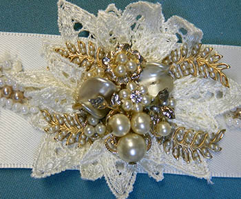 Vintage hand beaded wedding dress sash