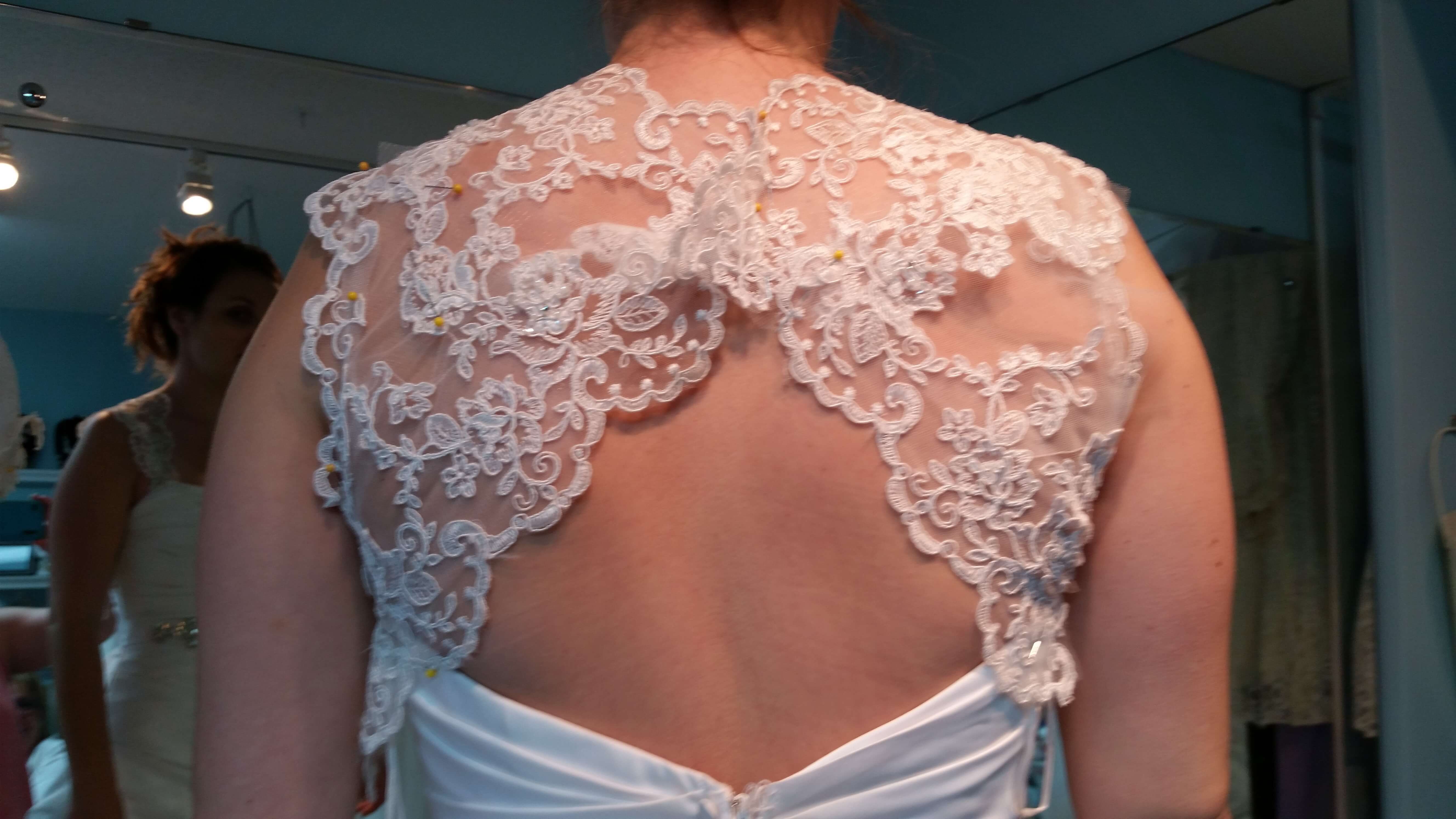 keyhole back and strap wedding dress alteration